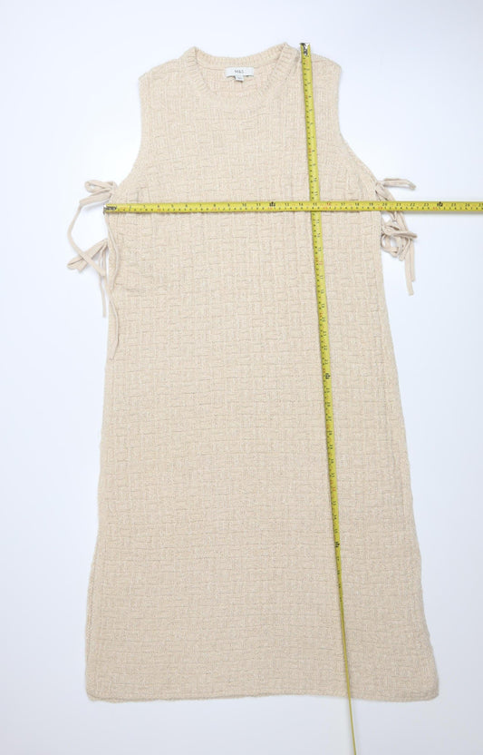 Marks and Spencer Women Beige Knit Sleeveless Midi Shift Dress L