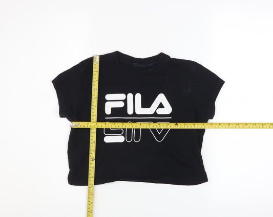 Womens UK Size XS FILA Black Cropped T-Shirt