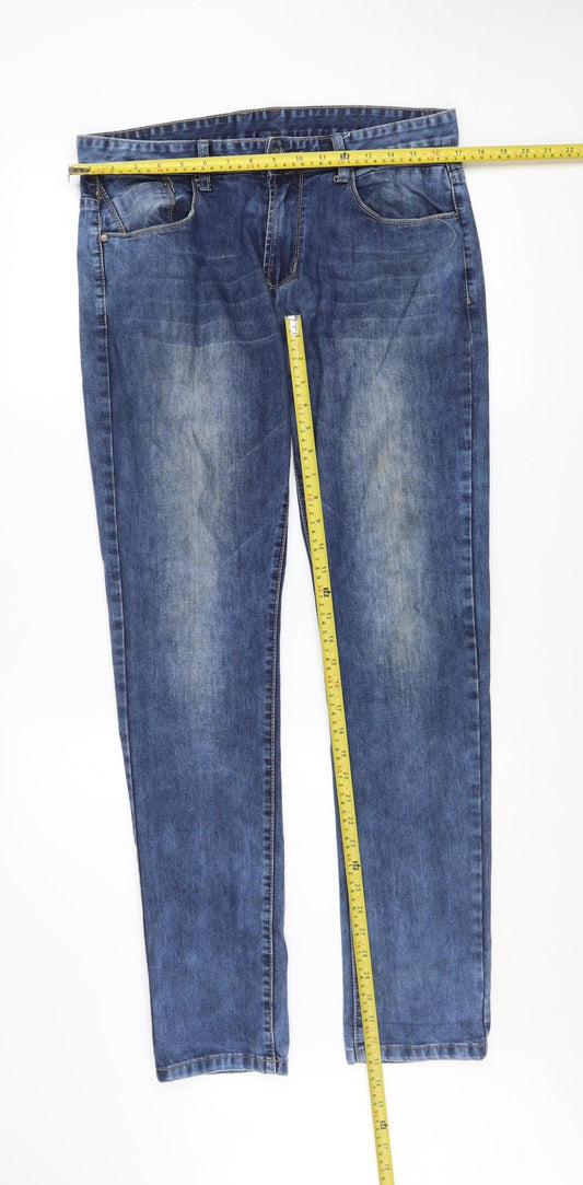 Mens UK Size L Virtu Jeans Regular Fit Straight Blue Jeans