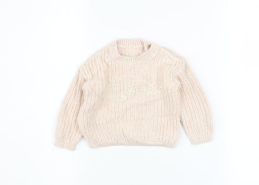 George Unisex Baby Pink Knit Love Jumper 3-6 Months Cotton Pullover