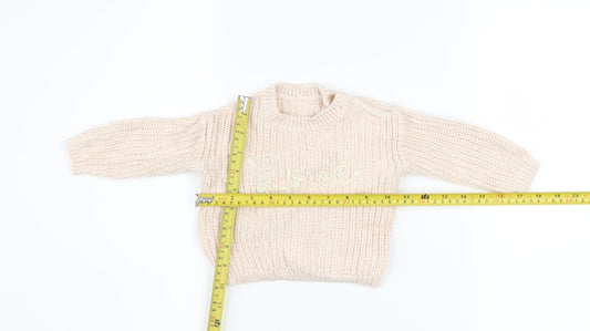 George Unisex Baby Pink Knit Love Jumper 3-6 Months Cotton Pullover
