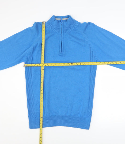 Mens UK Size M Palm Grove Blue 1/2 Zip Jumper