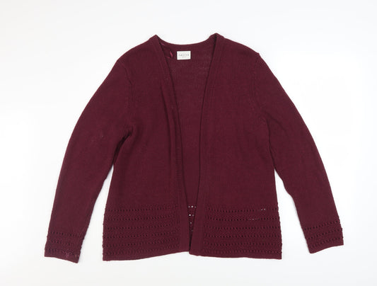 Eastex Women's Red Size 14 Open Knit Long Sleeve Cardigan