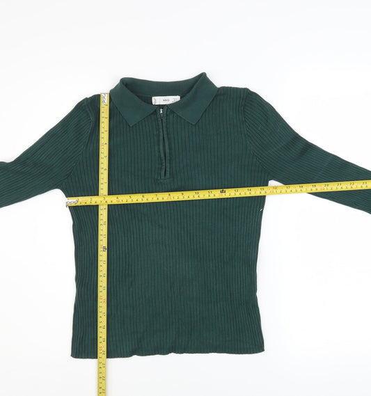 Womens UK Size 14 Mango Green Henley Jumper