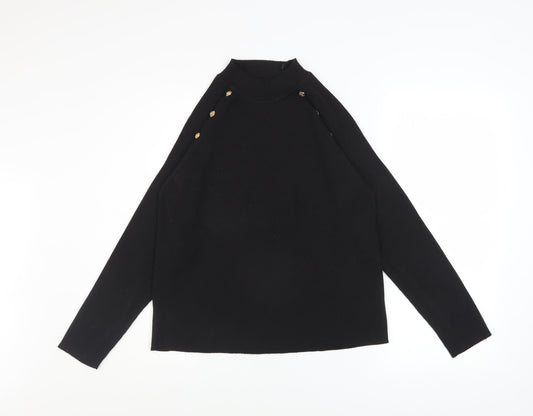 Et Vous Women's Black Size 20 Mock Neck Button Detail Jumper