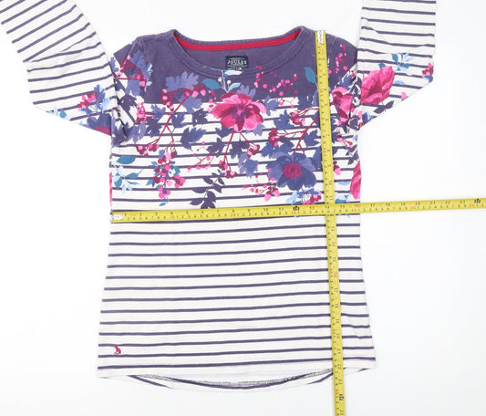 Joules Women’s Blue Floral Stripe Long Sleeve Cotton T-Shirt UK 8