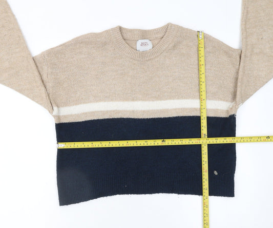 Pull&Bear Women’s Beige Wool Blend Crew Neck Jumper Size 8