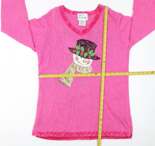 Womens UK Size S The Quacker Factory Pink Pullover Jumper