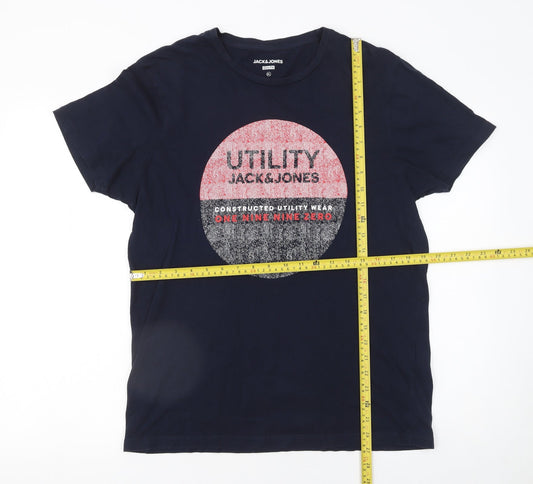 Jack & Jones Men’s Blue Utility Graphic Slim Fit T-Shirt XL