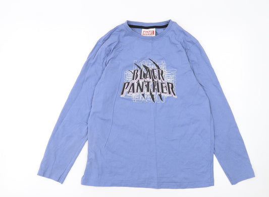 Marvel Boys Blue Long Sleeve Black Panther T-Shirt 11-12 Years Cotton