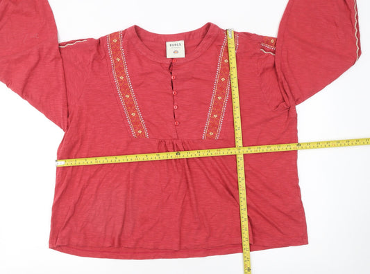 Womens UK Size 16 Burgs Red Bohemian Blouse
