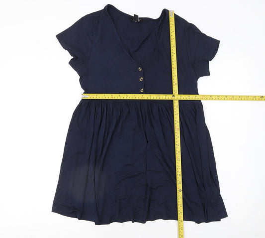 Womens UK Size 12 New Look Blue Tunic Blouse