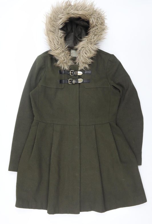 Womens UK Size 10 ASOS Green Duffle Coat
