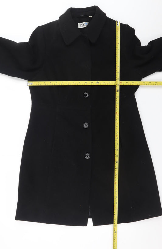 Womens UK Size 14 Blue Motion Black Overcoat