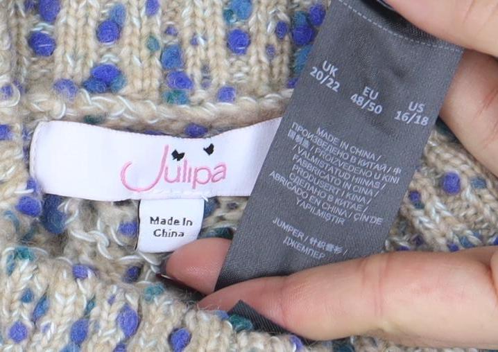 Womens UK Size 20 Julipa Beige Pullover Jumper
