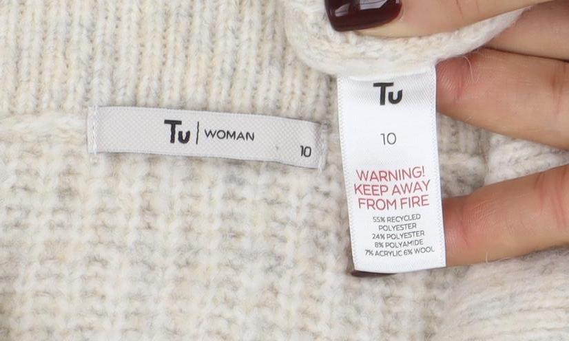 Womens UK Size 10 TU Beige Full Zip Jumper