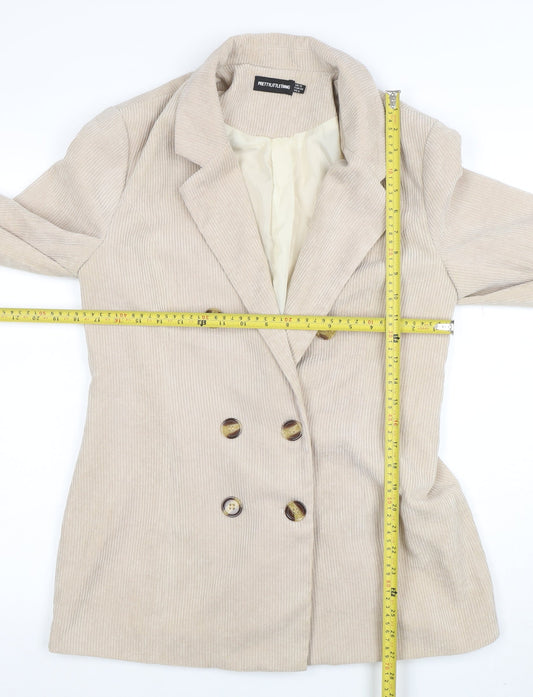 Womens UK Size 10 PRETTYLITTLETHING Regular Beige Blazer