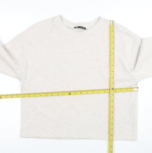Womens UK Size 12 Zara Beige Pullover Jumper