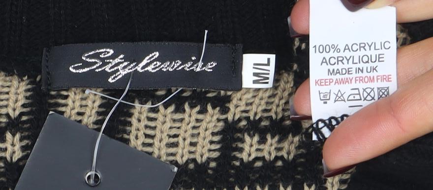 Womens UK Size M/L Stylewise Black Vest Jumper
