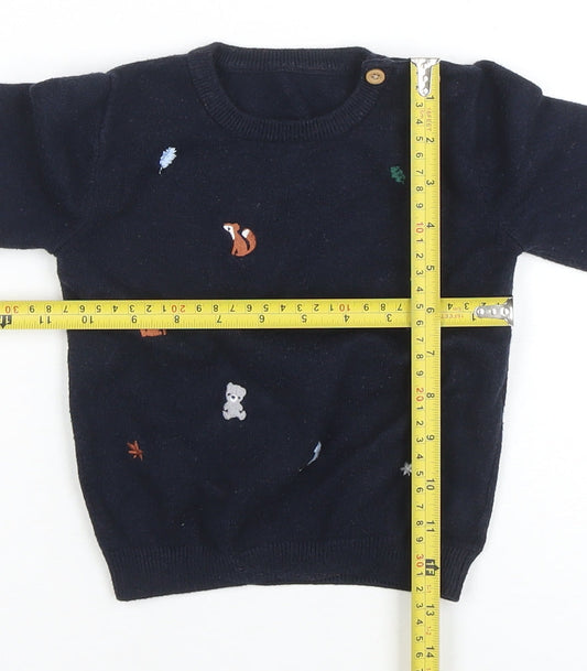 Little Nutmeg Navy Animal Knit Baby Jumper 18-24 Months Pullover