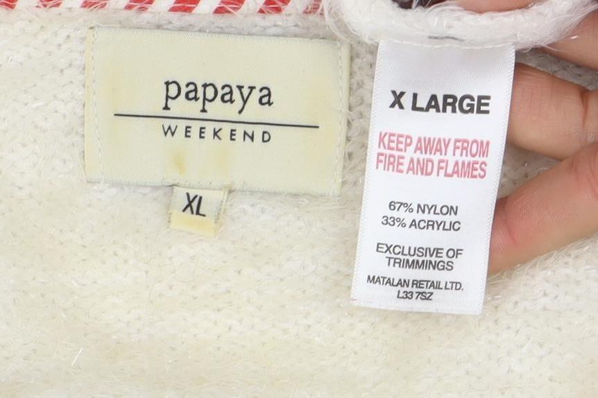 Womens UK Size XL Papaya Ivory Pullover Jumper