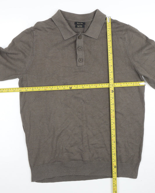 Mens UK Size L Massimo Dutti Grey Henley Jumper