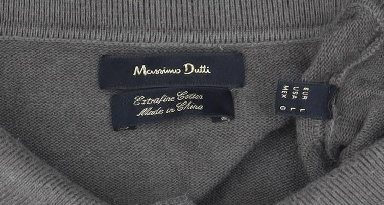 Mens UK Size L Massimo Dutti Grey Henley Jumper
