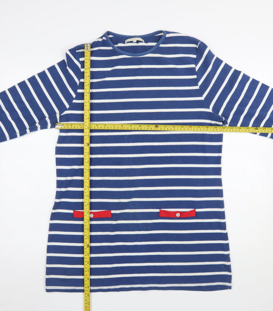Lakeland Women Blue Striped Shift Dress Size 16 Long Sleeve Nautical