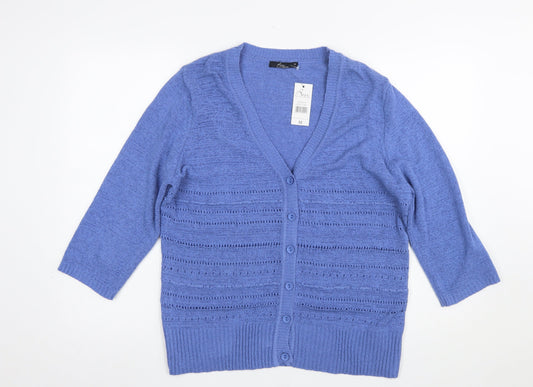 Womens UK Size M Bm Collection Blue Cardigan Jumper