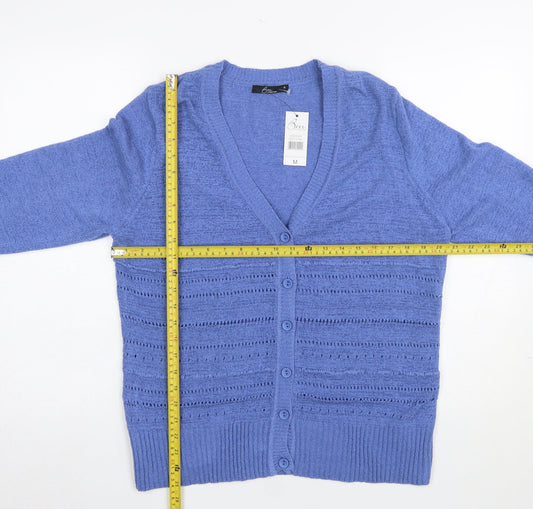 Womens UK Size M Bm Collection Blue Cardigan Jumper
