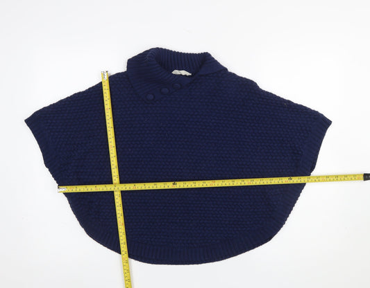 John Lewis Girls Blue Knit Poncho 9-10 Years Acrylic Wool Blend