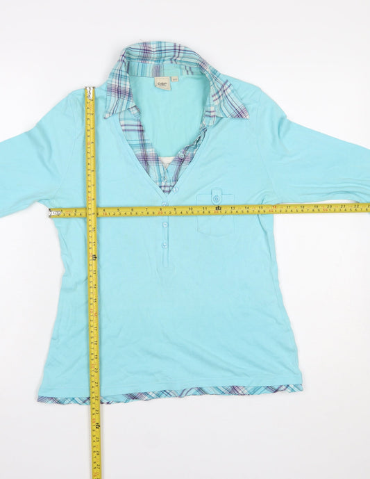 Womens UK Size 10 Cotton Traders Blue Basic Blouse