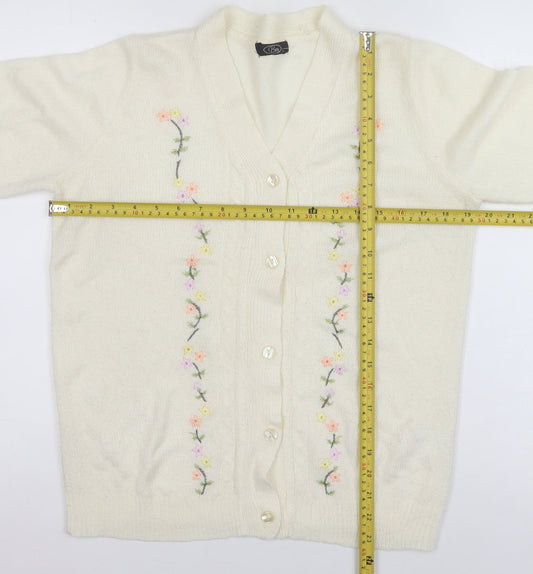 Womens UK Size S BM Ivory Cardigan Jumper