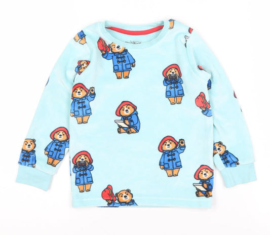 Marks and Spencer Boys Blue Paddington Bear Fleece Pyjama Top 2-3 Years