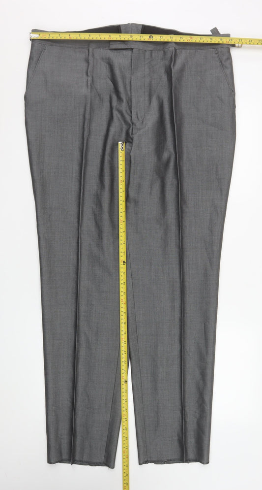 Mens UK Size 42R Torre Regular Fit Dress Pants Grey Trousers