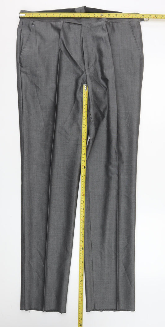 Mens UK Size L Torre Cerimonia Regular Fit Dress Pants Grey Trousers