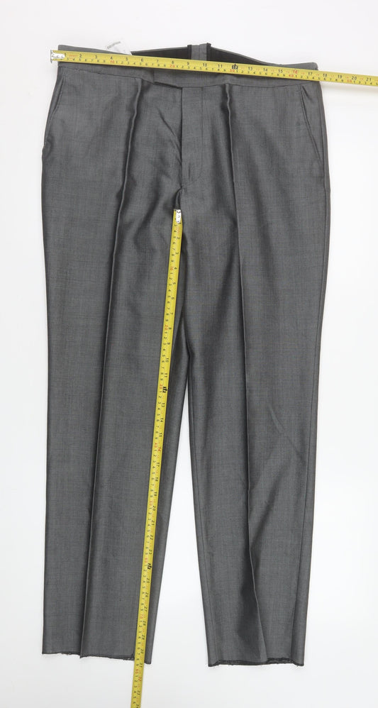 Mens UK Size 36S Torre Regular Fit Dress Pants Grey Trousers