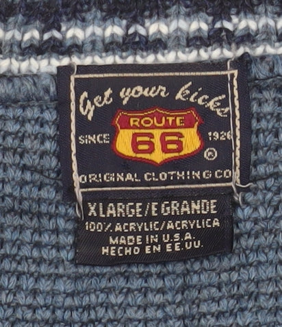 Mens UK Size XL Route 66 Blue Pullover Jumper