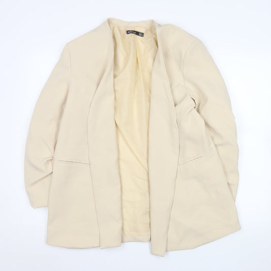 Boohoo Womens Beige Shawl Lapel Long Sleeve Blazer Jacket UK 18
