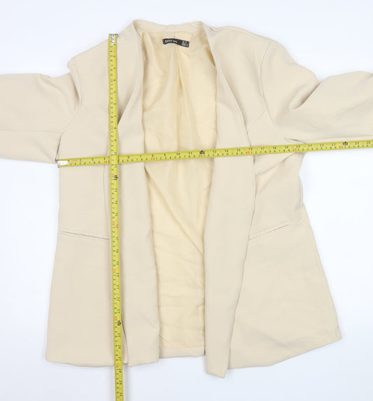 Boohoo Womens Beige Shawl Lapel Long Sleeve Blazer Jacket UK 18