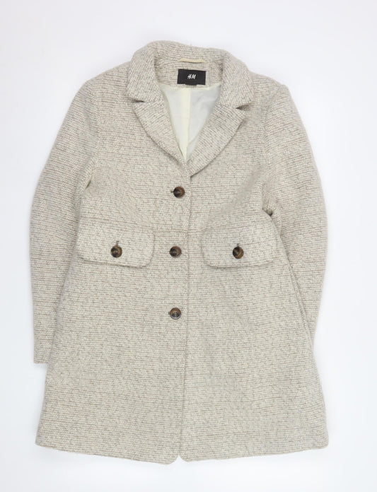 Womens UK Size 10 H&M Beige Overcoat