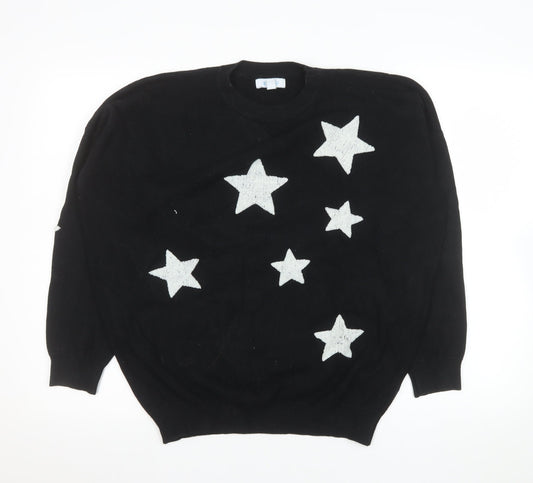Blue Vanilla Women's Black Star Knit Pullover Jumper M
