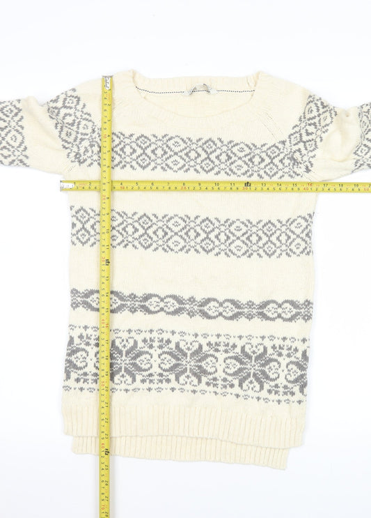 Womens UK Size 8 Fat Face Ivory Pullover Jumper