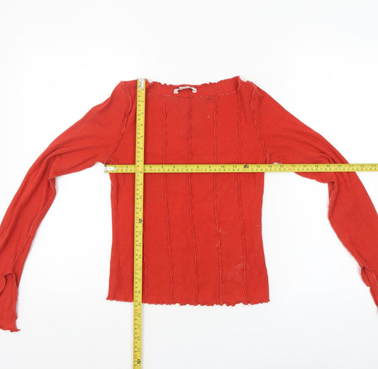 Womens UK Size XS Monki Red Basic T-Shirt