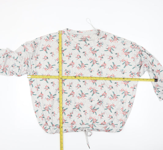 Nutmeg Women's Grey Floral Long Sleeve Pyjama Top Size 20