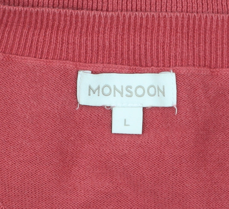 Womens UK Size L Monsoon Red Cardigan Jumper