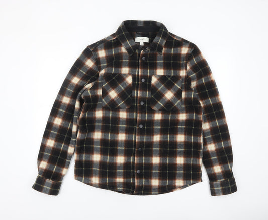 Marks and Spencer Men's Brown Check Flannel Jacket Size S Casual