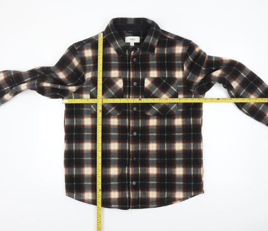 Marks and Spencer Men's Brown Check Flannel Jacket Size S Casual