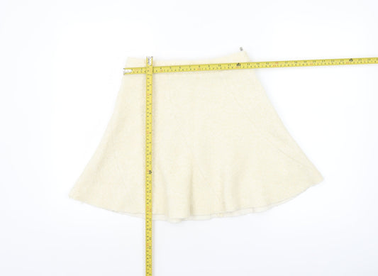 Zara Women Ivory Wool Blend A-Line Short Skirt XS