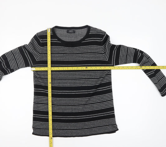 Papaya Women’s Black Striped Knit Jumper Size 12 Long Sleeve Pullover